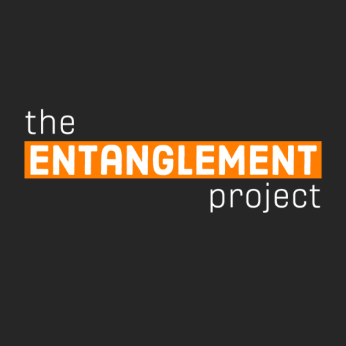 Entanglement Project graphic in orange, white, and black
